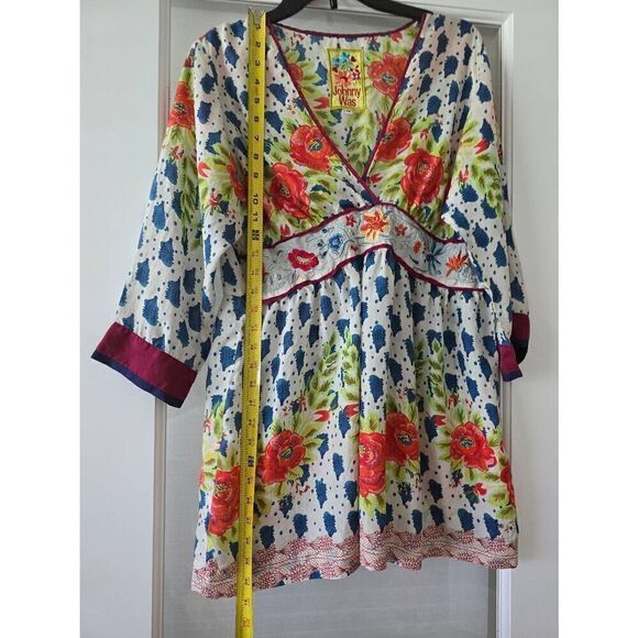 Women's‎ Johnny Was Silk Embroidered Floral Top Tunic Dress Size Medium - Picture 8 of 13